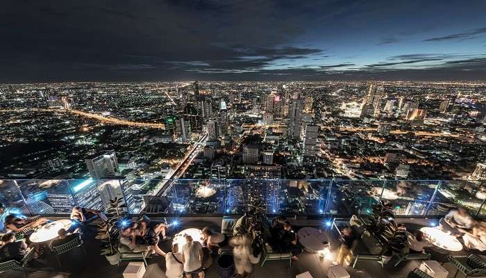 The top view of Mahanakhon Bangkok Sky Bar to celebrate New Year parties in Bangkok.