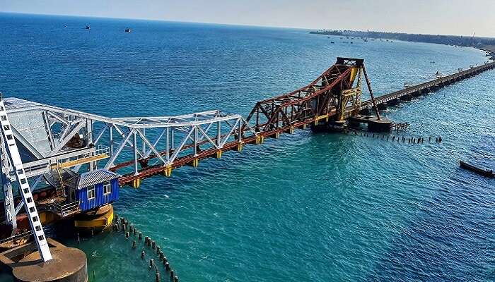 La vue de pont de Pamban, Rameshwaram