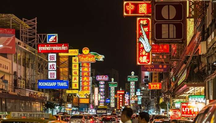 La vue nocturne de Chinatown