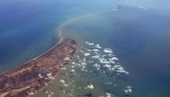 Rama Setu or Adam's Bridge is a chain of limestone shoals