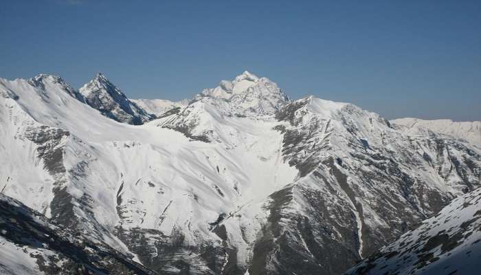 View of Manimahesh Kailash during Kugti Pass Trek.