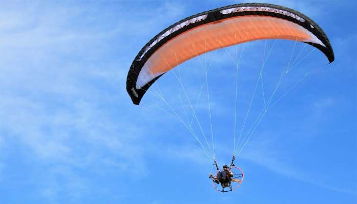 A person paragliding