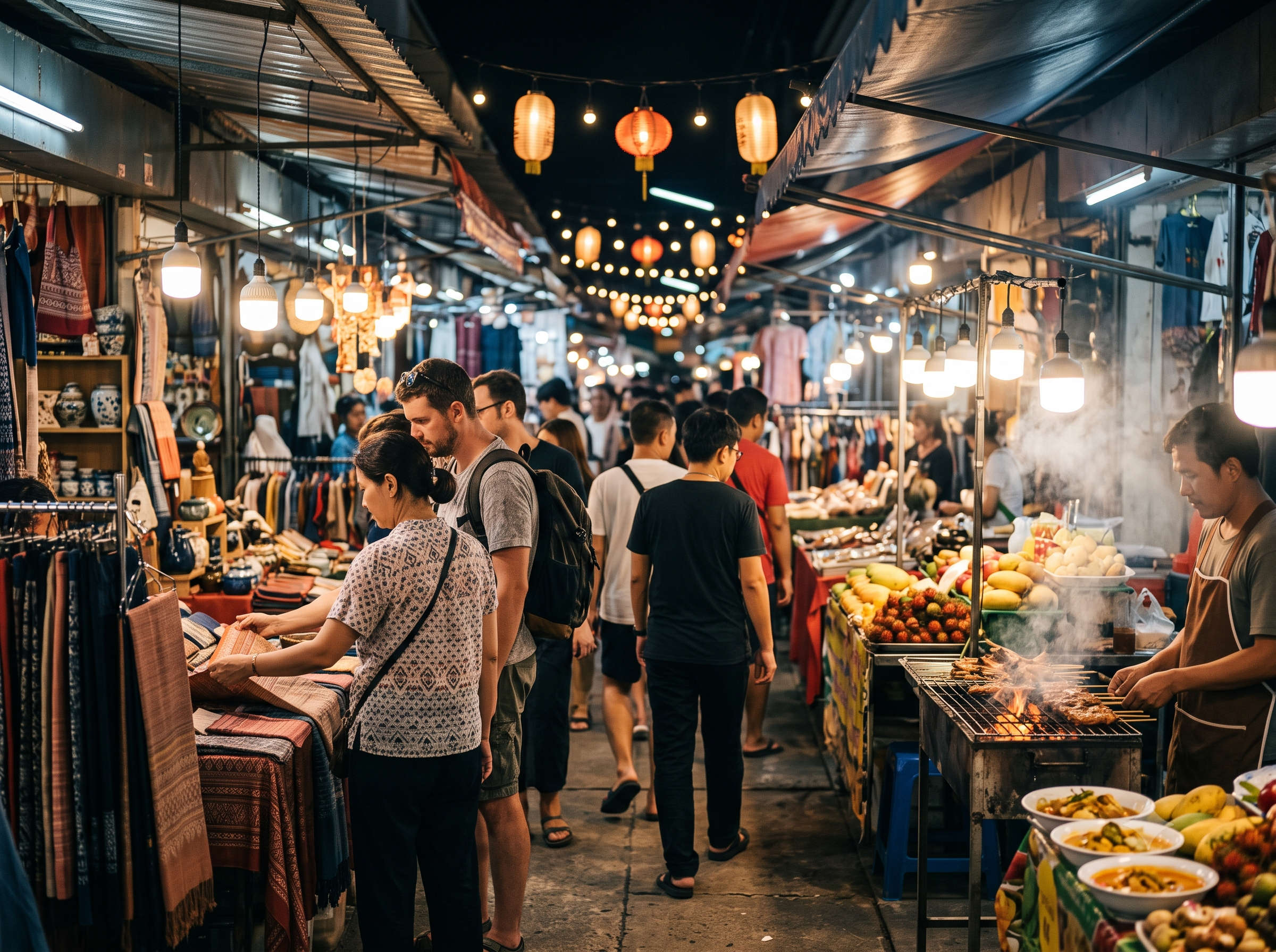 Phuket Weekend Market at night, , Thailand