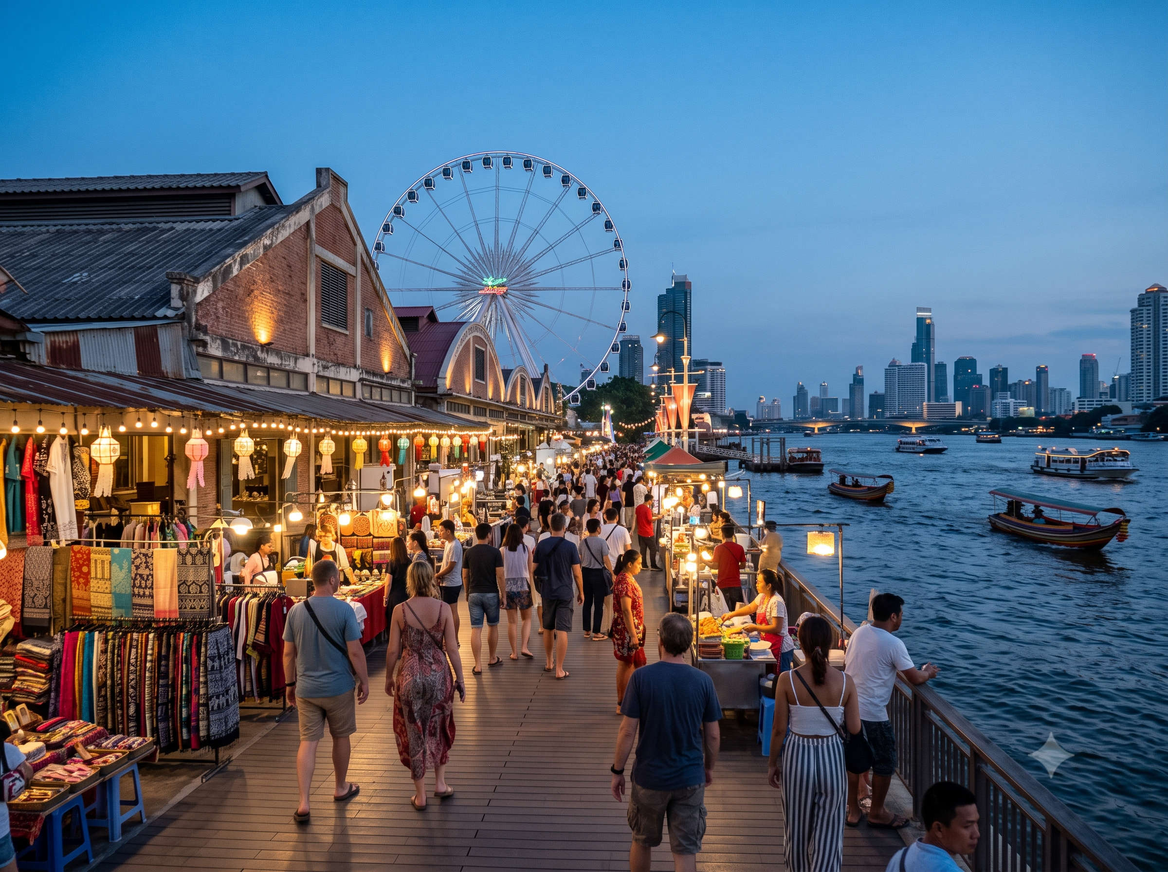 Riverside Asiatique night market on the Chao Phraya, , Thailand