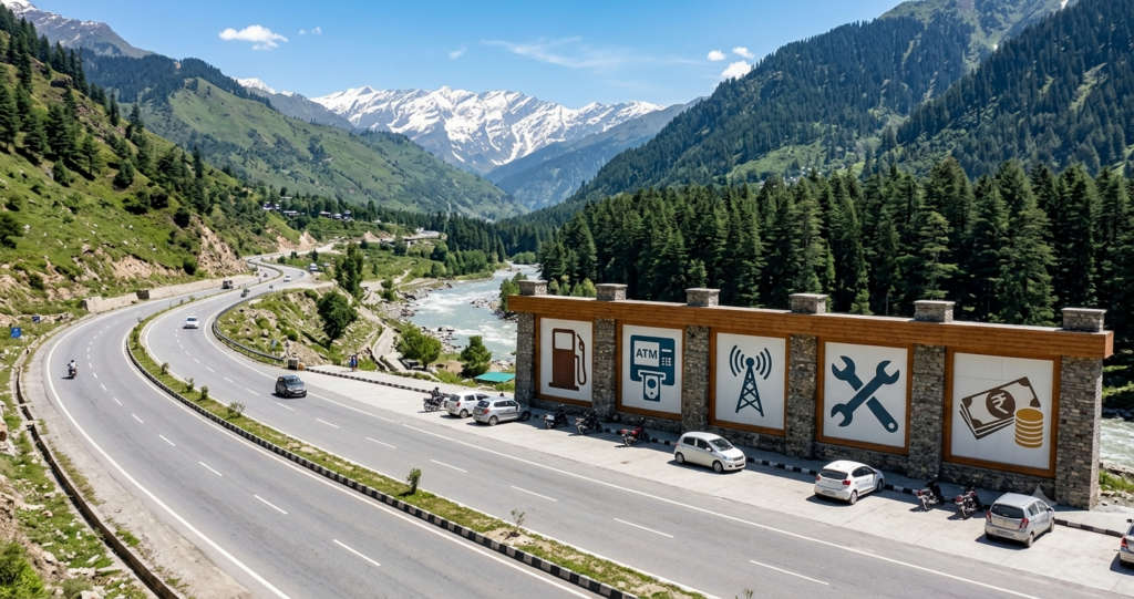 Fuel, ATM, Network, Mechanics and Cash on the Highway