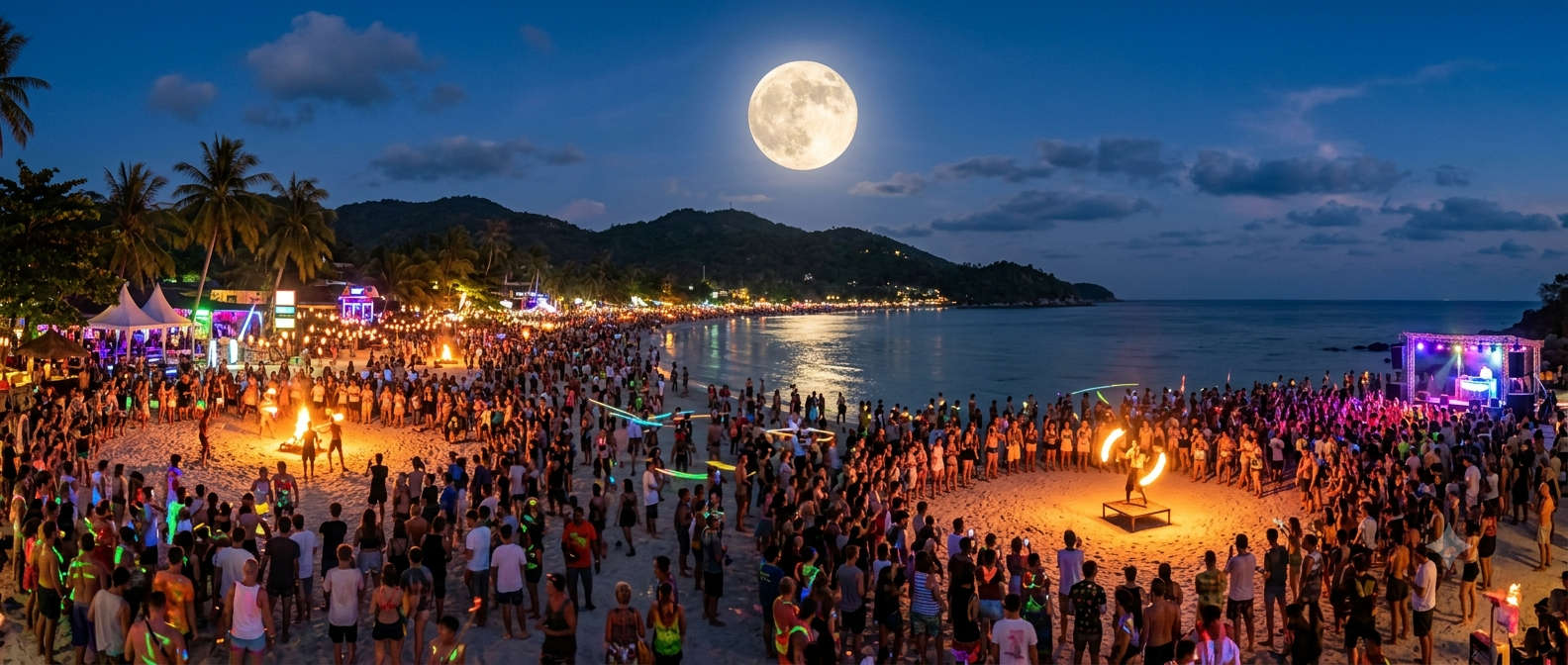 blog-full-moon-party-in-thailand at golden hour