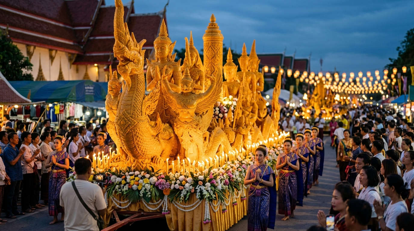The Golden Glow of the Ubon Ratchathani Candle Festival