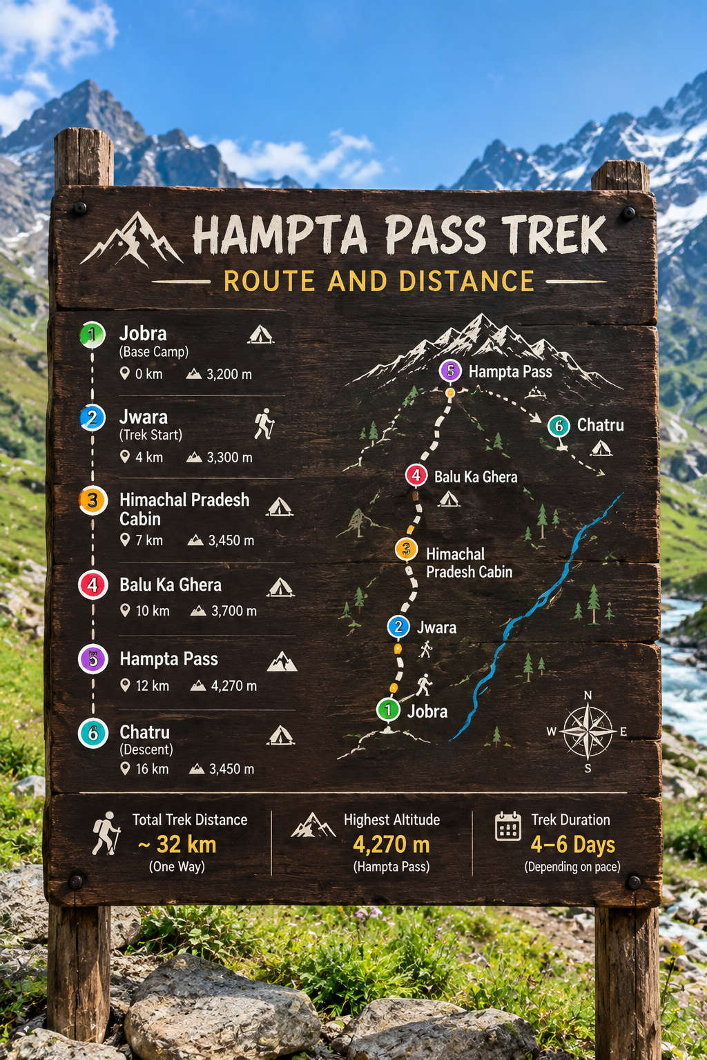 Hampta Pass Trek Route